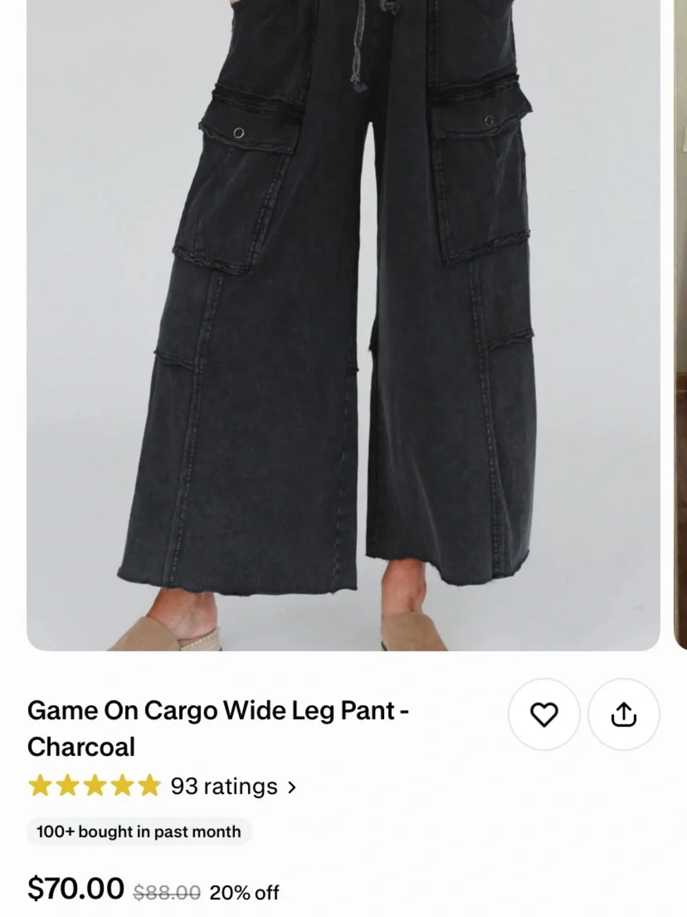 Three Bird Nest Black Wide Leg Utility Pants - Picture 5 of 6